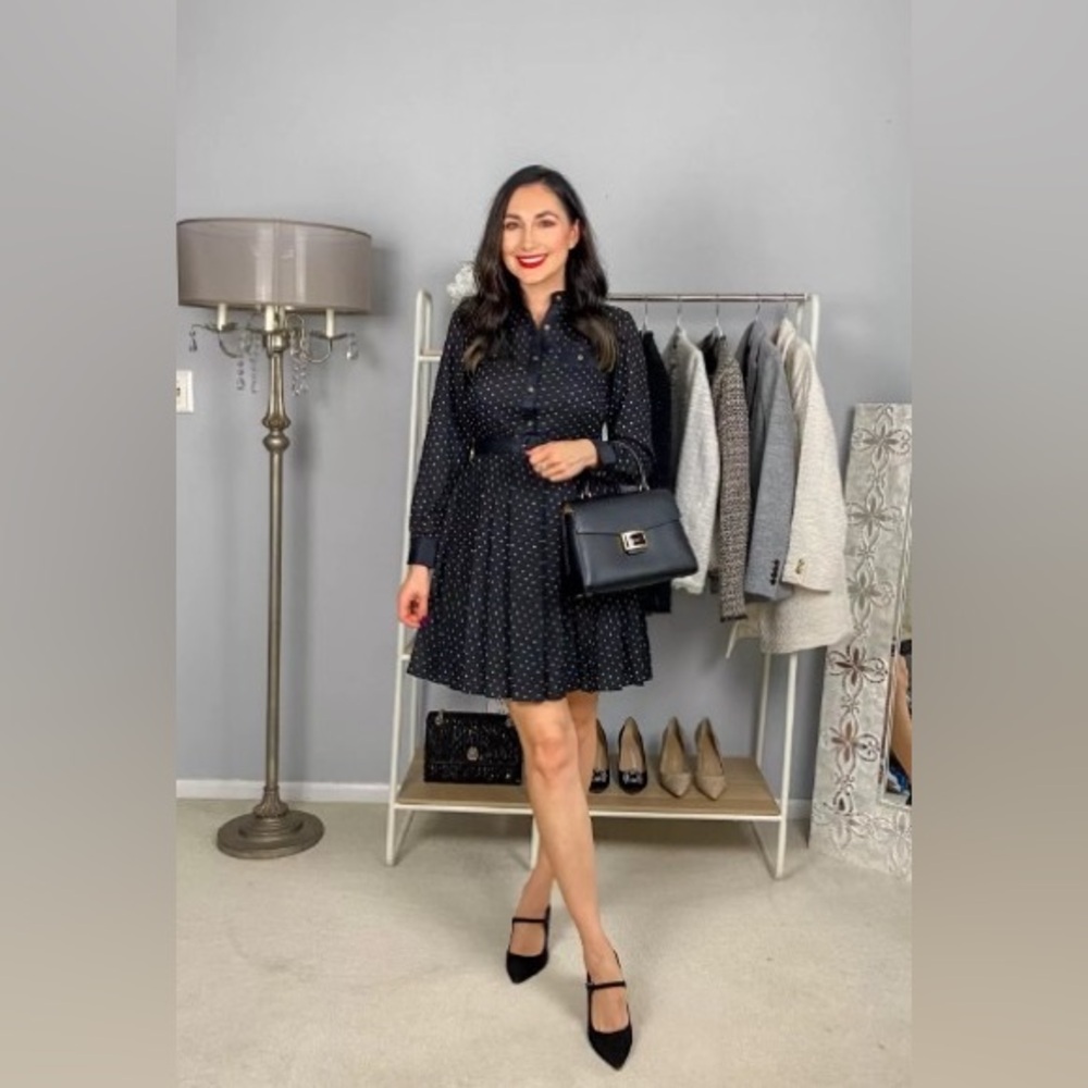Ann Taylor Black Buttoned A-Line Dress
